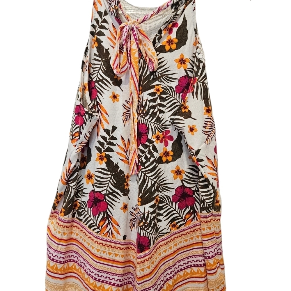 Cato Floral and striped crochet lace tie back sleeves top - Picture 2 of 7